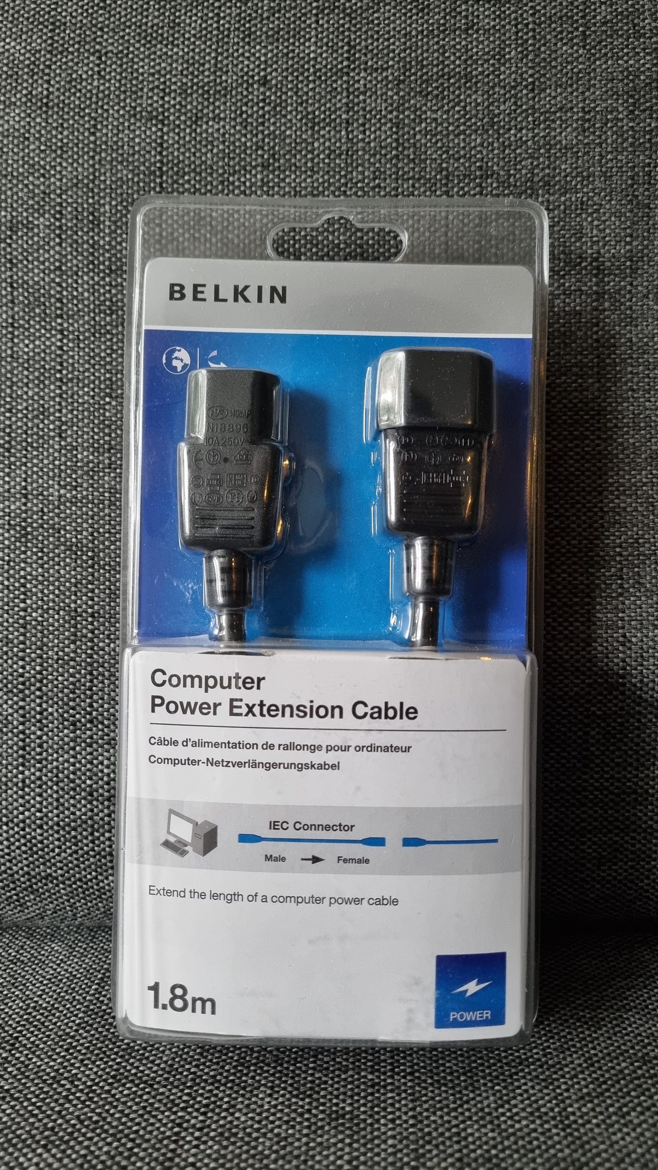 Virtajohdon jatke 1.8 m computer power cable extension 1.8 m
