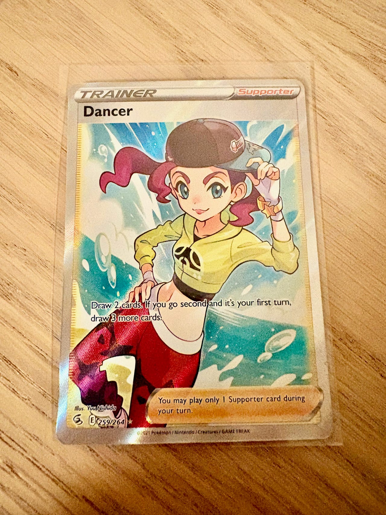 dancer pokemon card Danceuse (Dancer) 259/264 Full Art Trainer - Myboost X Epe et Bouclier 8 - Poing de Fusion