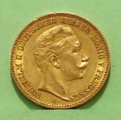 KESÄTARJOUS. Saksa 20 Mark 1898 kulta raha.