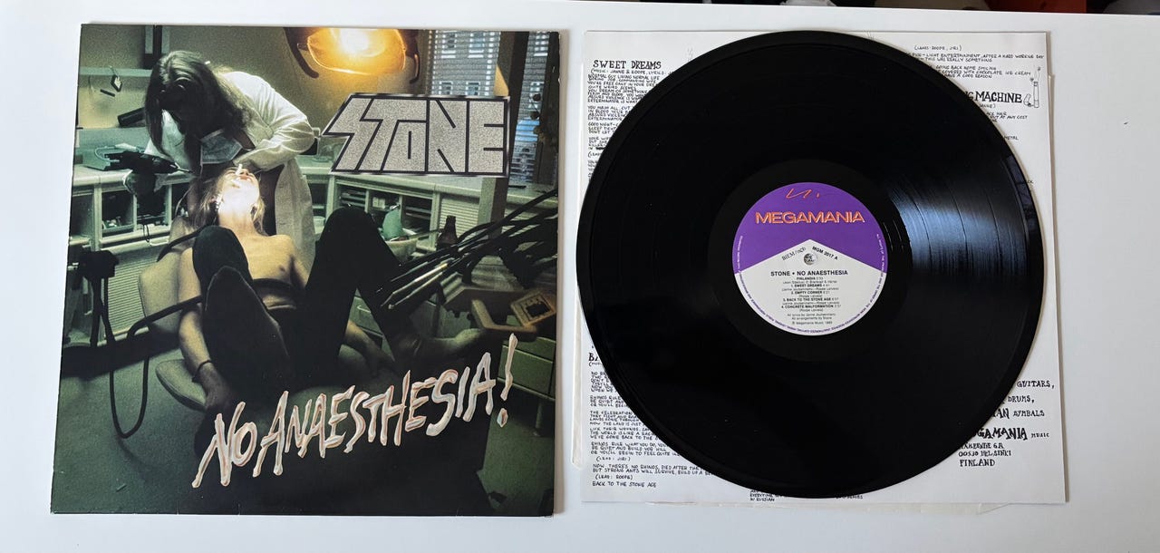 Stone – No Anaesthesia! (LP, alkuperäispainos, 1989 Megamania) | Tori
