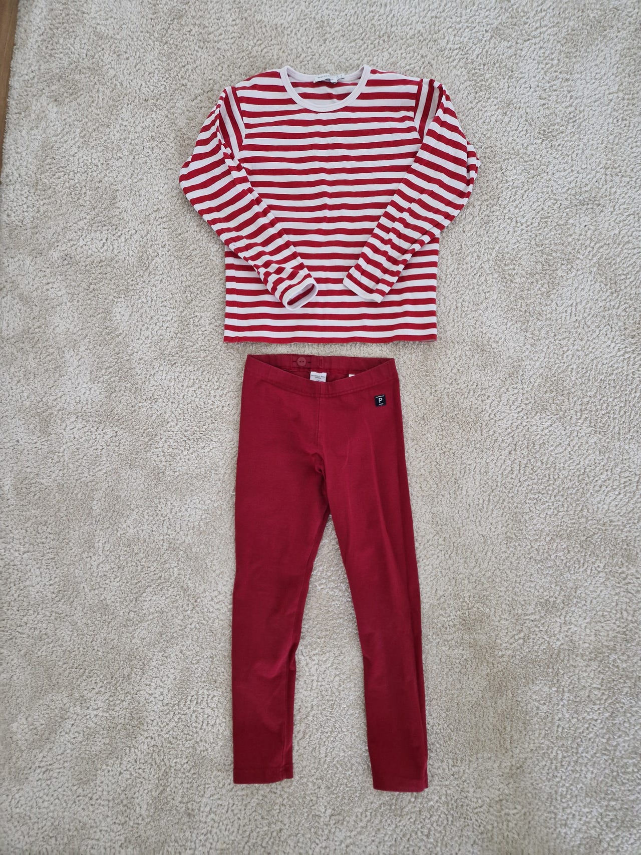 Marimekko tasaraita ja Po.P leggingsit 128cm