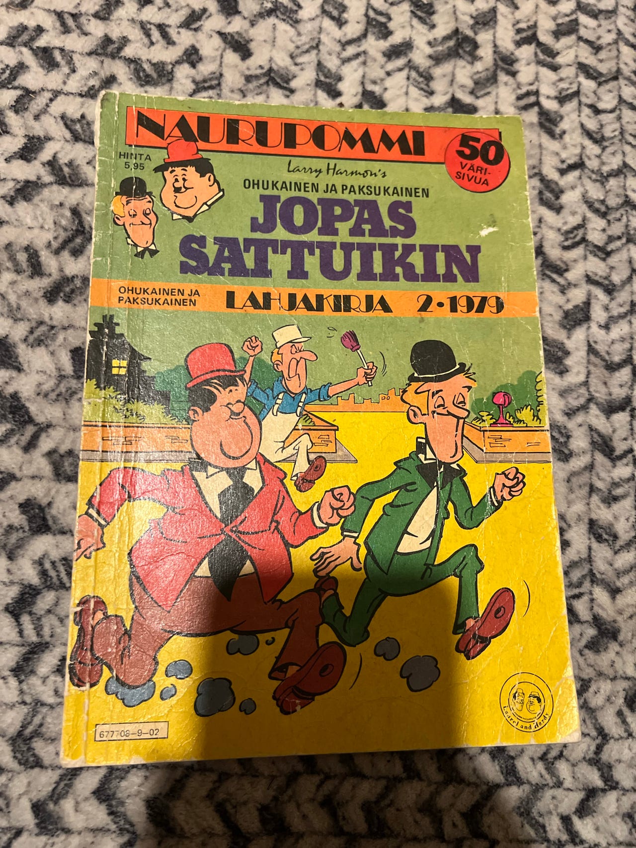 Naurupommi Ohukainen ja Paksukainen Jopas sattuikin -sarjakuva-al