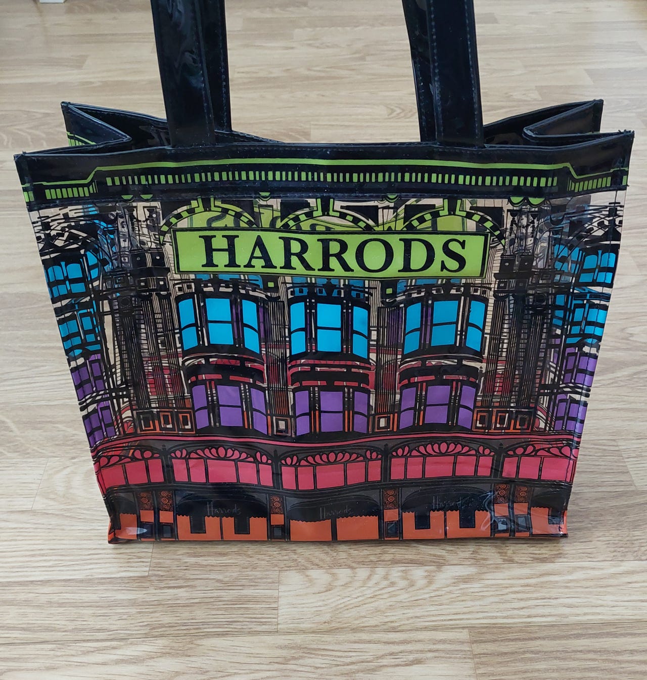 Harrods värikäs läpinäkyvä olkalaukku