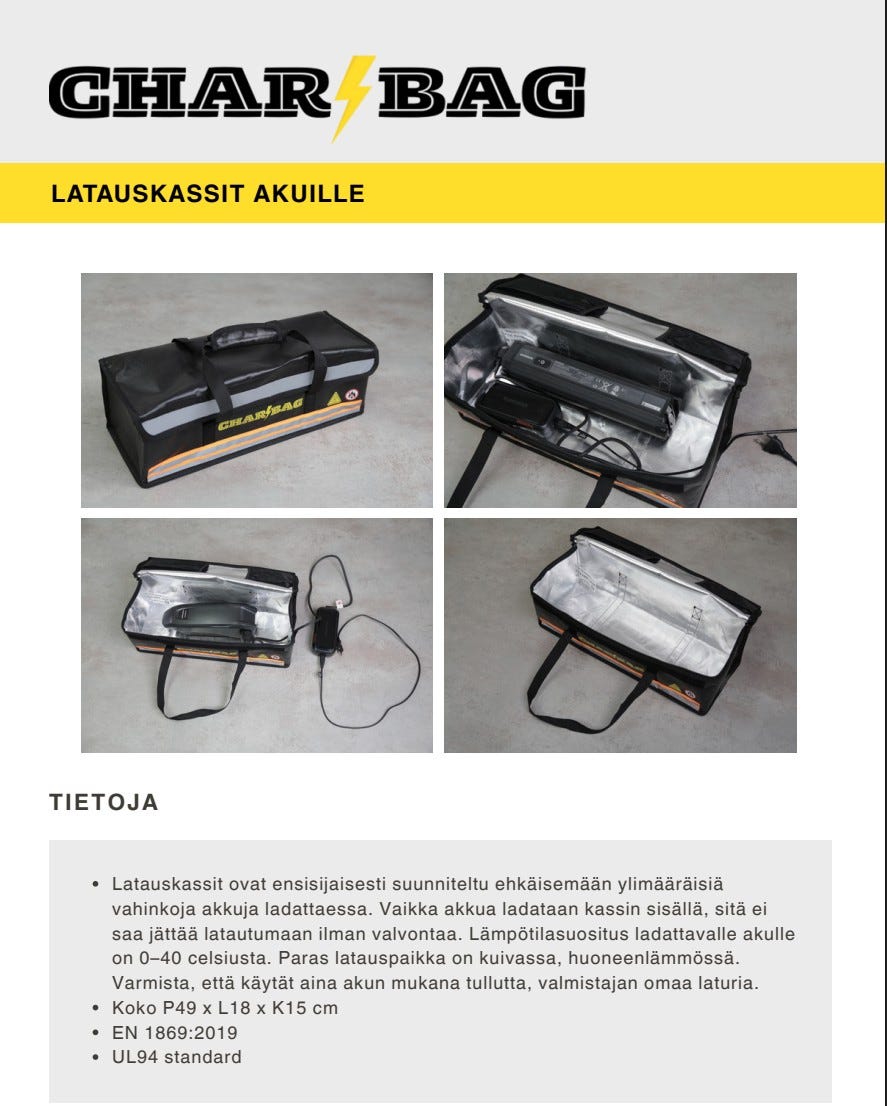 Sähköpyörän Akkujen latauskassi