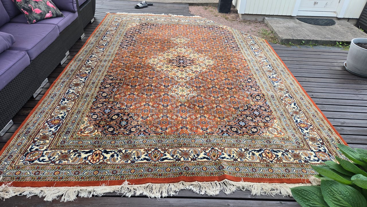 350x256 käsinsolmittu itämainen aito villamatto