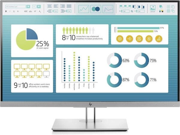 Kunnostettu HP EliteDisplay E273 27 Full HD IPS, musta/hopea (Er