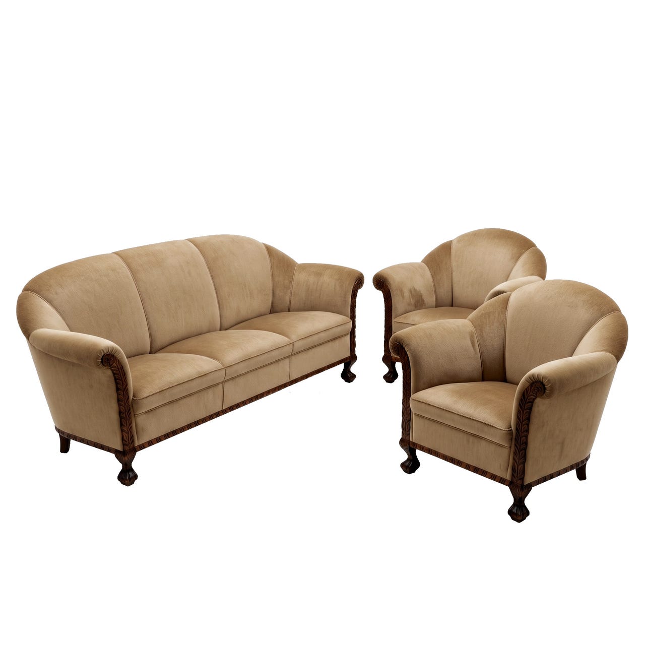 Tyylikaluste – Chippendale 3+1+1 Kalusto Mohair verhoilulla