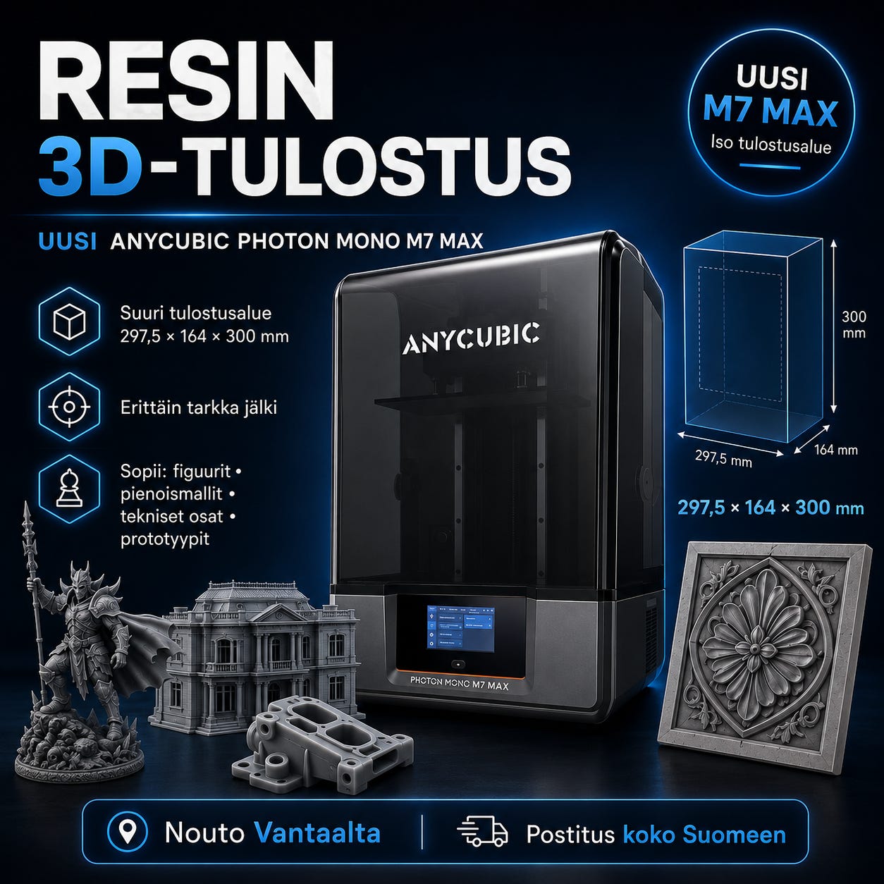 Resin 3D-tulostus Vantaalla – figuurit ja pienoismallit