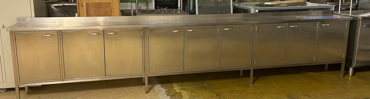 Very Long Professional Stainless Steel Table