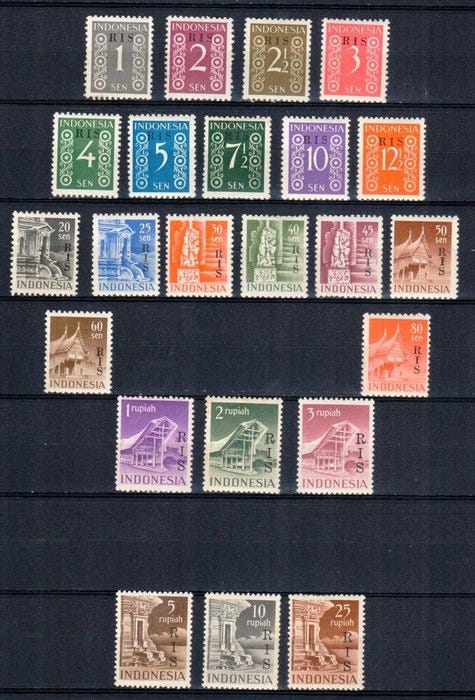 Indonesia 1950 - Koko sarja R.I.S.-uudelleenpainoksella. - ZB 41