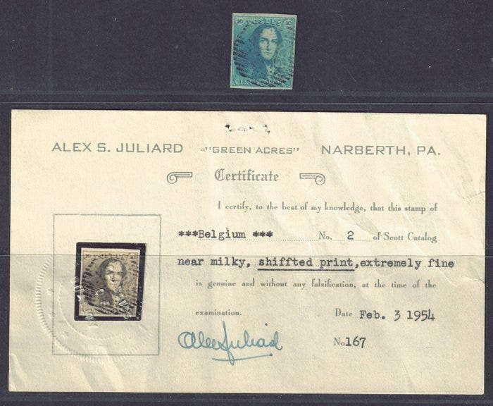 Belgia 1849 - Todella kaunis postimerkki, täysin silmäystävällise
