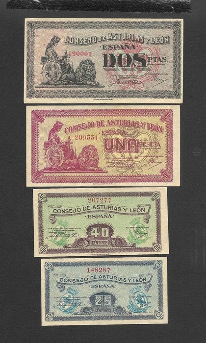 Espanja. - Consejo de Asturias y Leon - 25 - 40 - Centimos - 1 -2