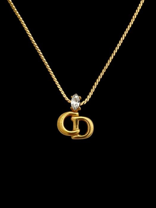 Christian Dior - Kaulakoru - CD Logo Rhinestone Pendant Necklace