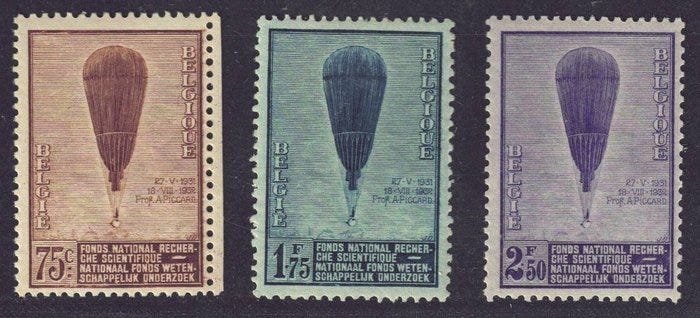 Belgia 1932 - Täydellisesti keskitetty sarja Ballon Piccard, ha