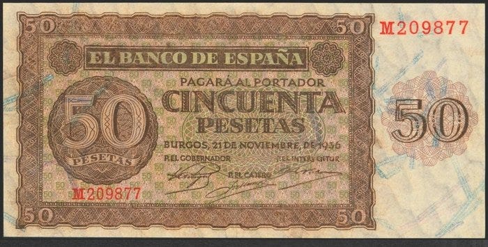 Espanja. - 50 Pesetas - 1936 - Pick 100a ()