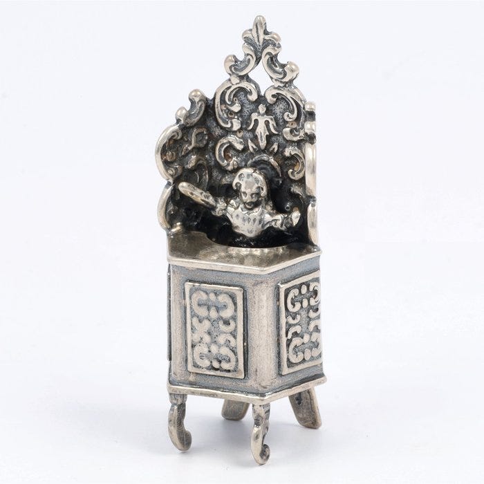 Figuriini - Kakstoel Miniatuur - .835 hopea