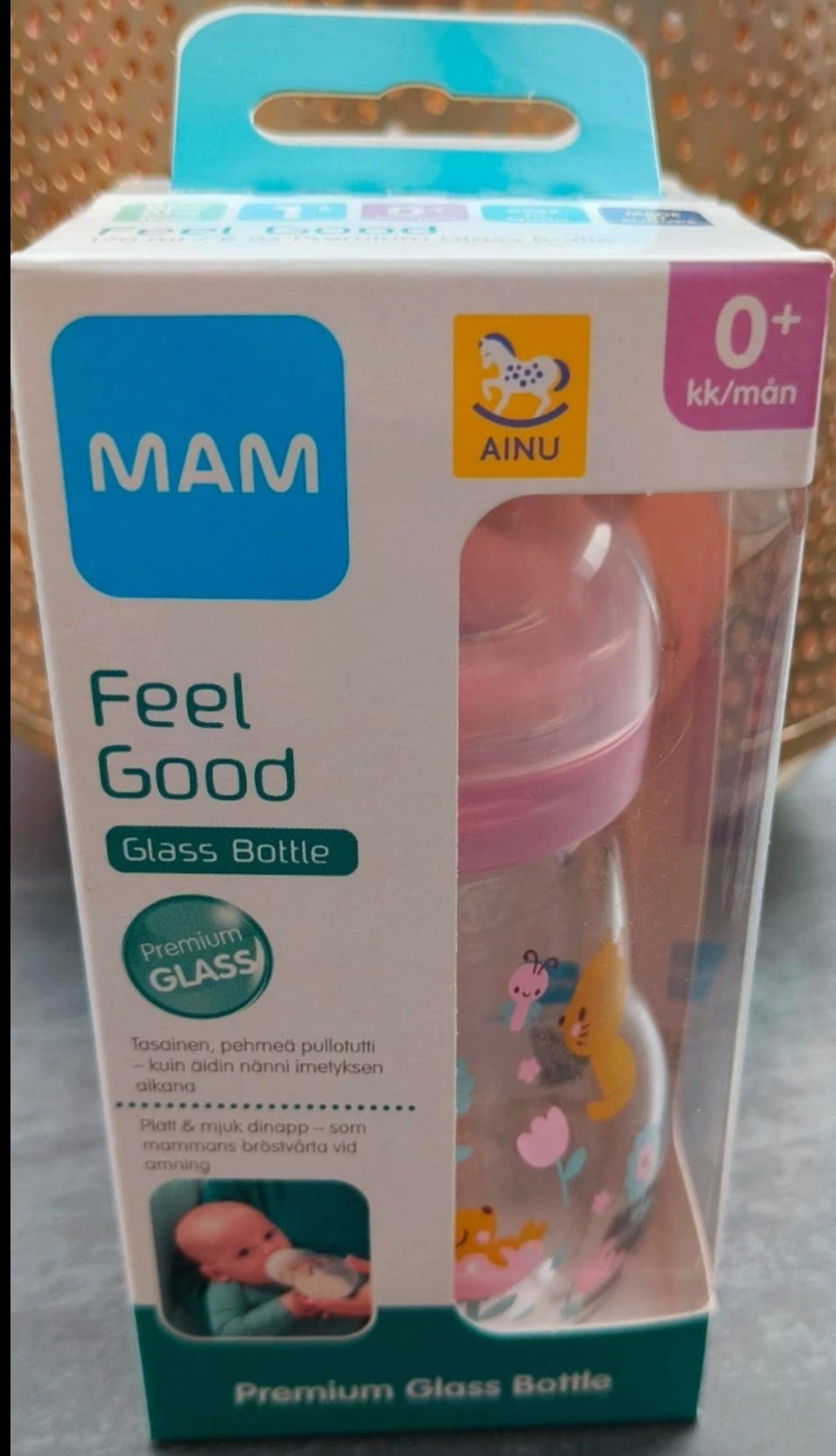 Ainu MAM feel good 170ml uusi lasinen tuttipullo