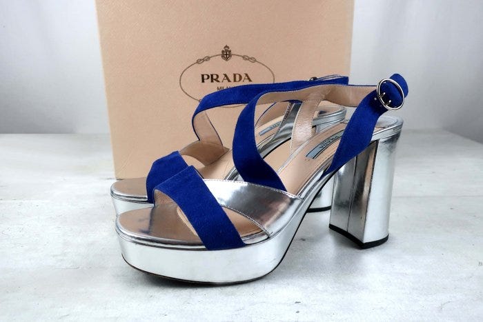 Prada - Suede Strappy Platform Heels - Korolliset sandaalit - Kok