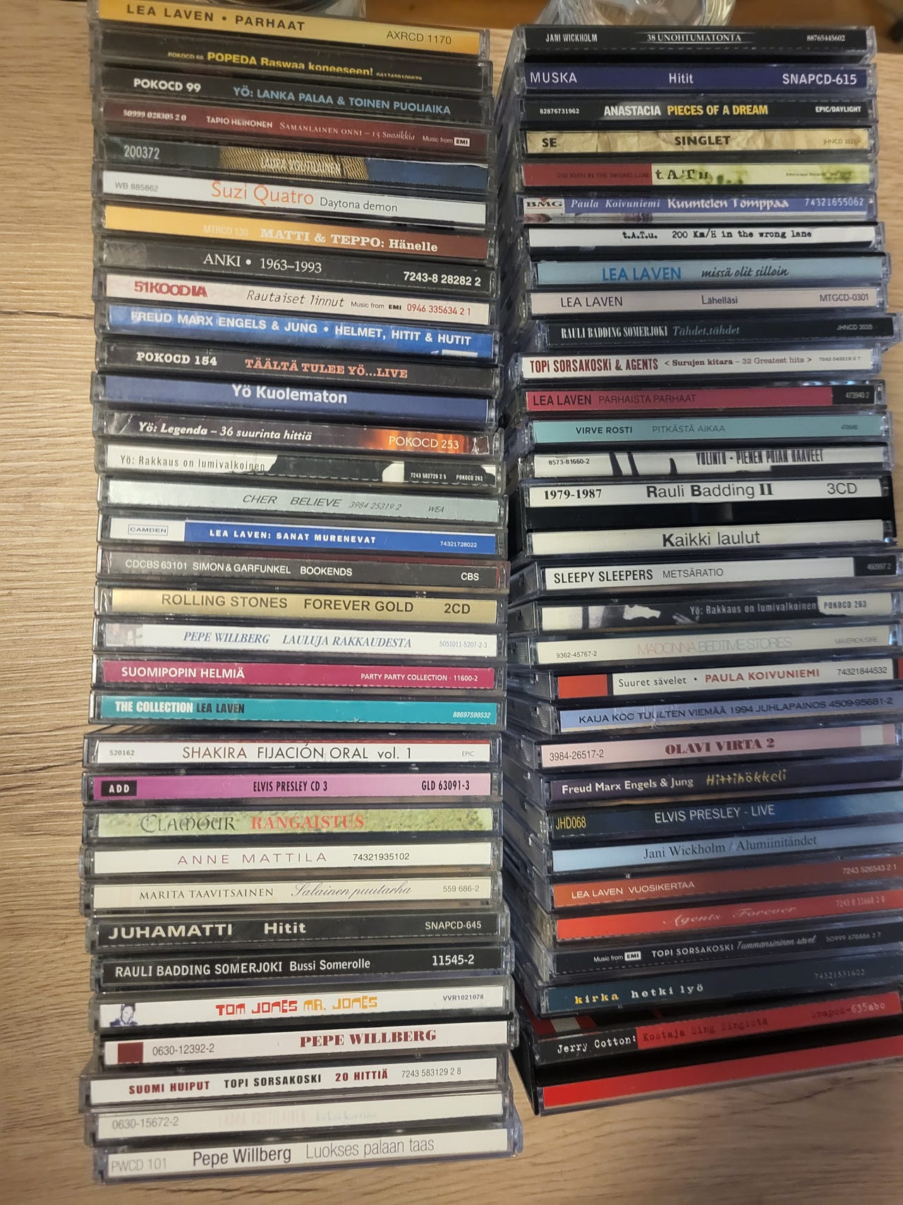 CD-levyjä kokoelma, mm. Rauli Badding, Yö, Shakira, Elvis