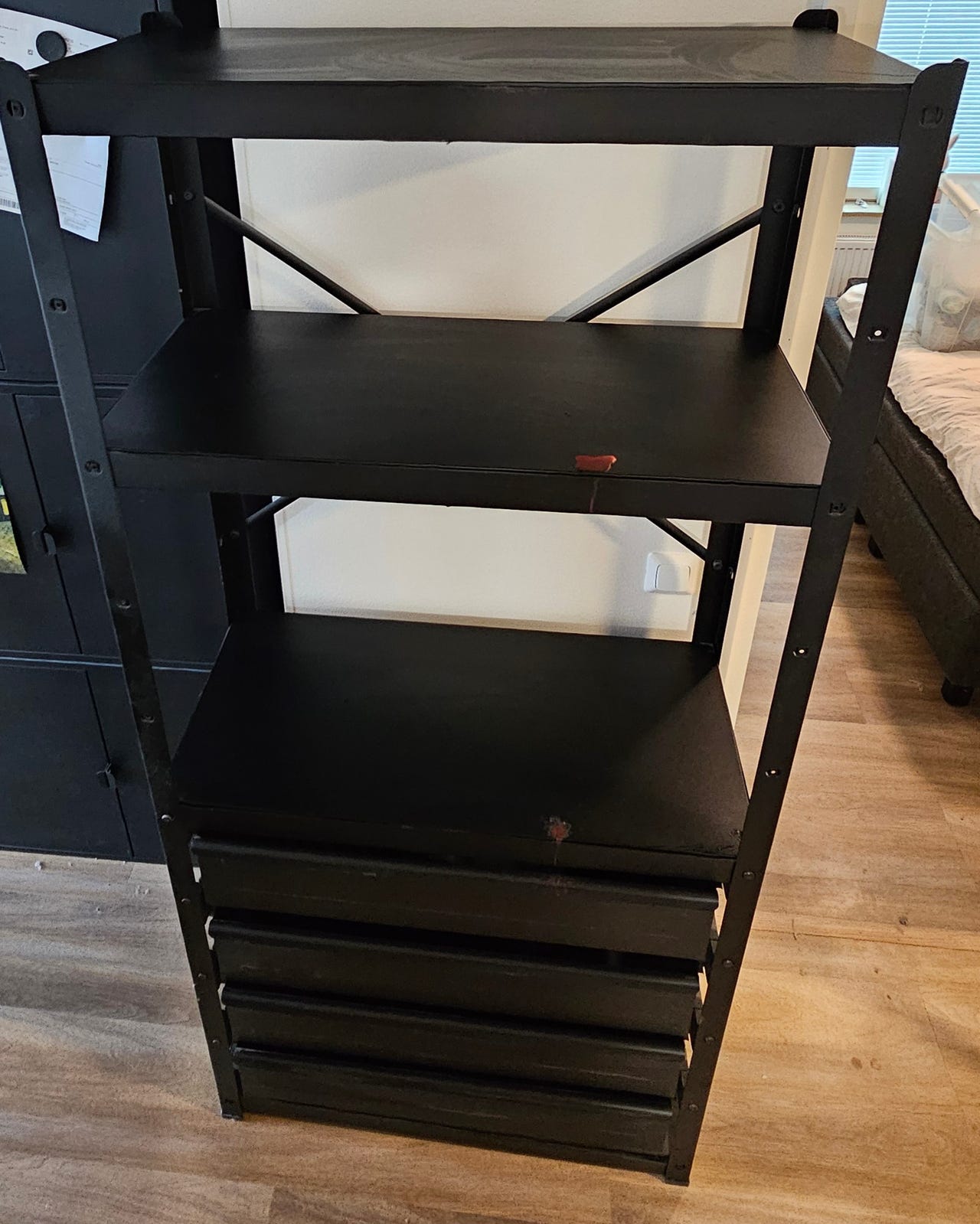 Ikea bror lastikot 4 kpl Hylly laatikot/hyllyt, musta, 85x40x190