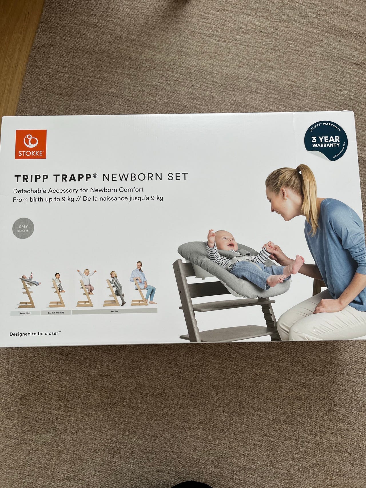 Stokke Tripp Trapp Newborn Set syöttötuoliin, harmaa