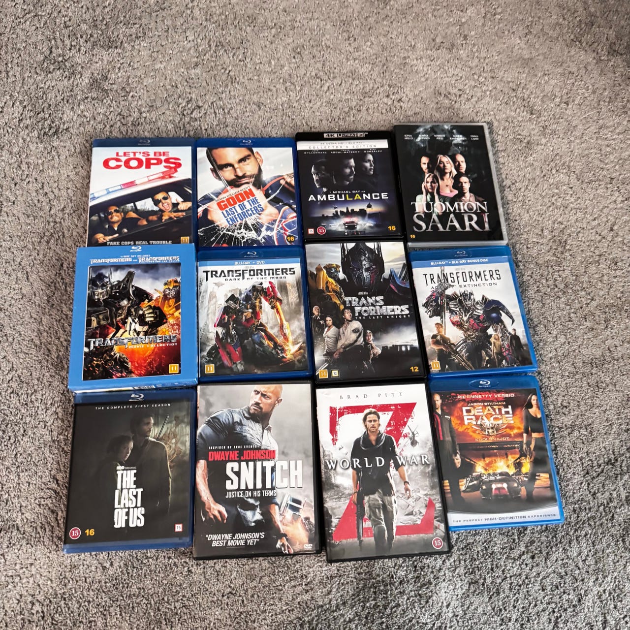 Blu-ray ja DVD elokuvapaketti 12 kpl