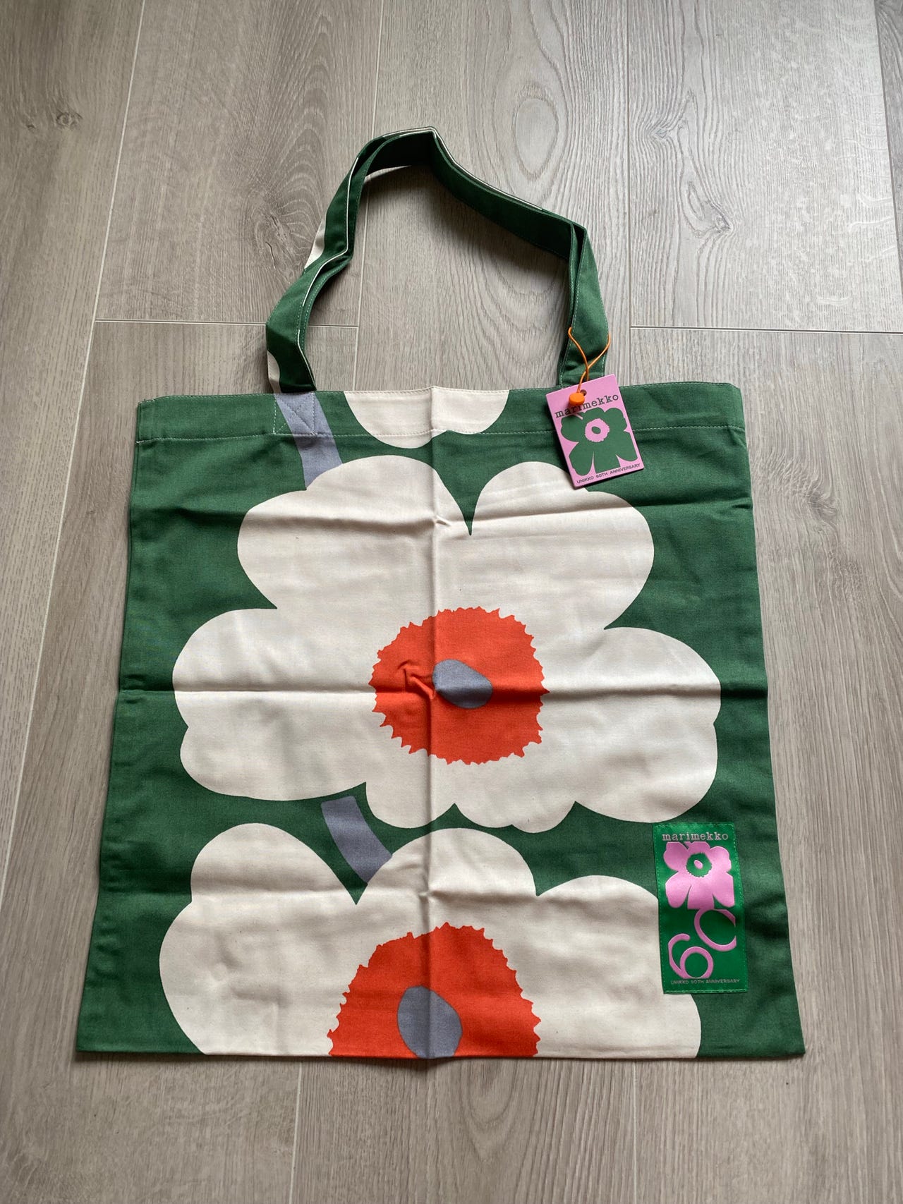 Marimekko Unikko kangaskassi vihreä unisex