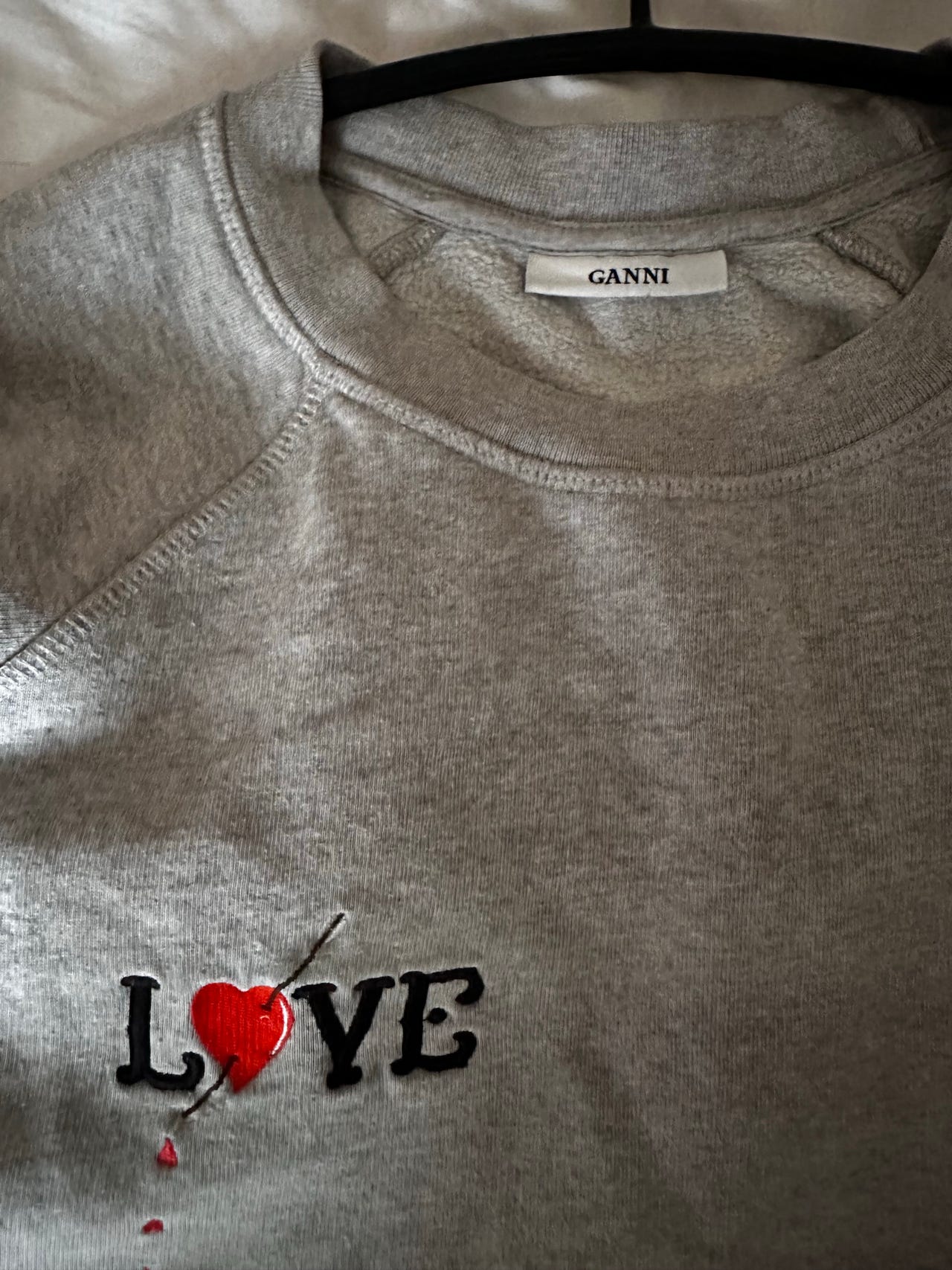 Ganni LOVE collegepaita XL harmaa