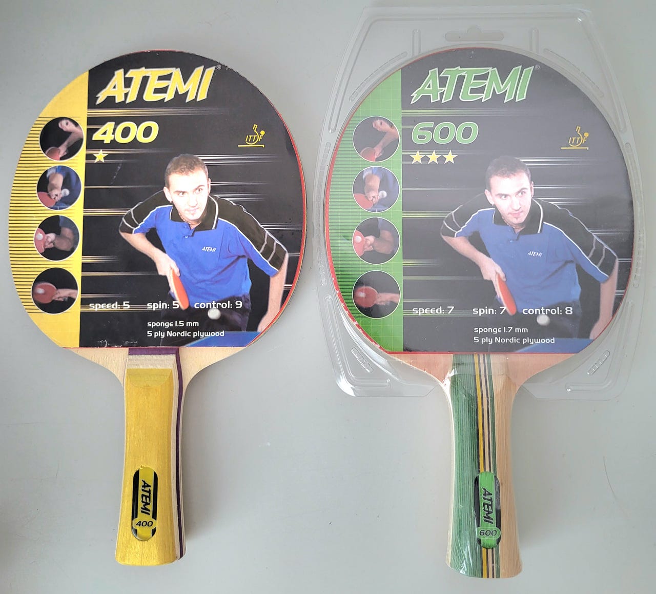Atemi 400 ja 600 pingismailat
