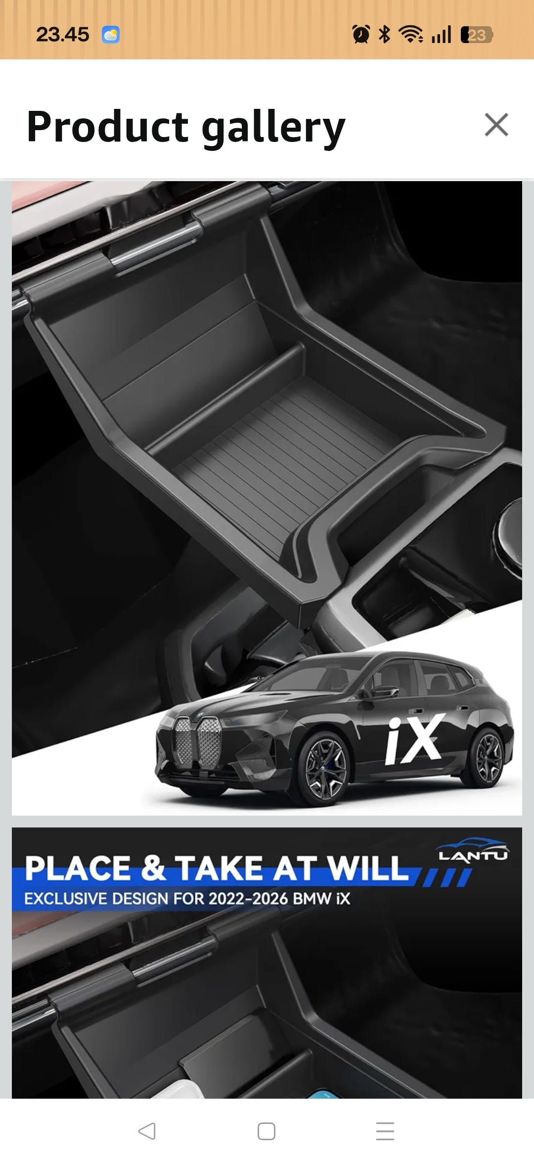 BMW iX keskikonsolin säilytyslokero musta