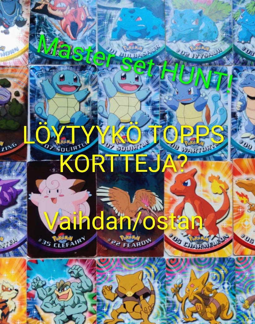 O/Stan tiettyjä TOPPS Pokemon kortteja