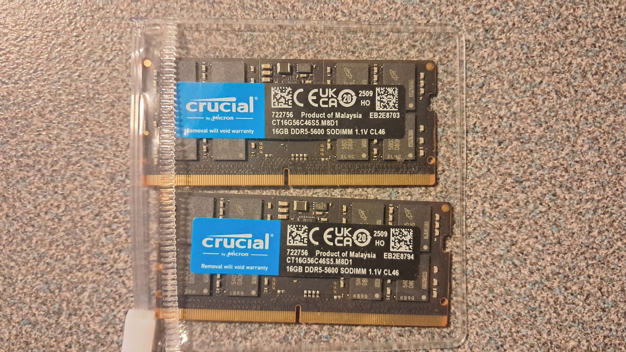 Crucial 16GB 5600Mhz 2x DDR5 SODIMM RAM-muistia (2x16GB) | Tori