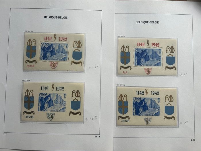 Belgia 1941/1942 - Neljä pientä numeroitua Orval-palikkaa ja kaks