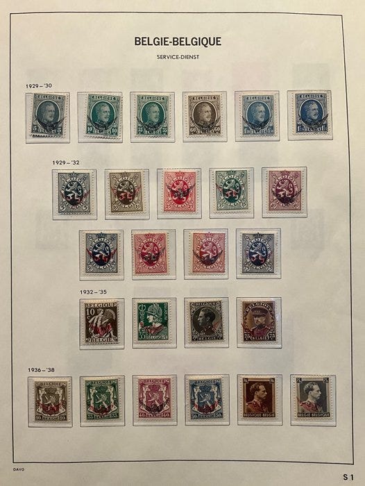 Belgia 1929/1980 - Palvelu- ja sotilaspostimerkit: Täydellinen ko