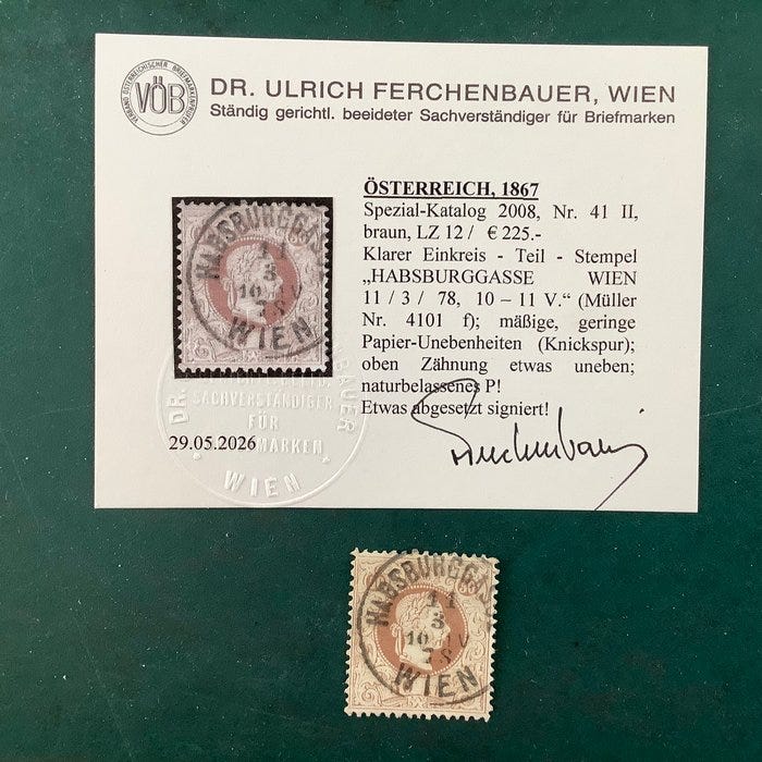 Itävalta 1867 - 50 Kreuzer – hieno painatus standing 12 - sertifi