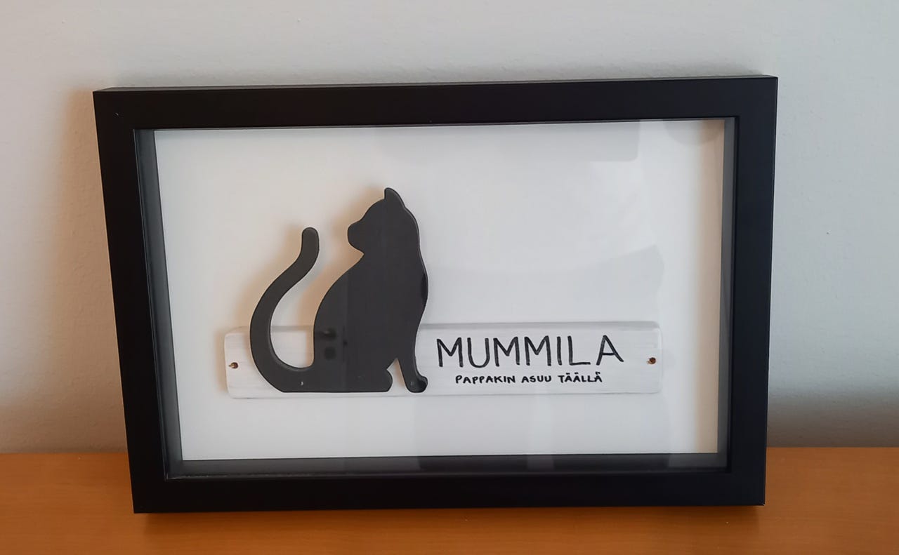 Mummila pappakin asuu täällä -sisustustaulu