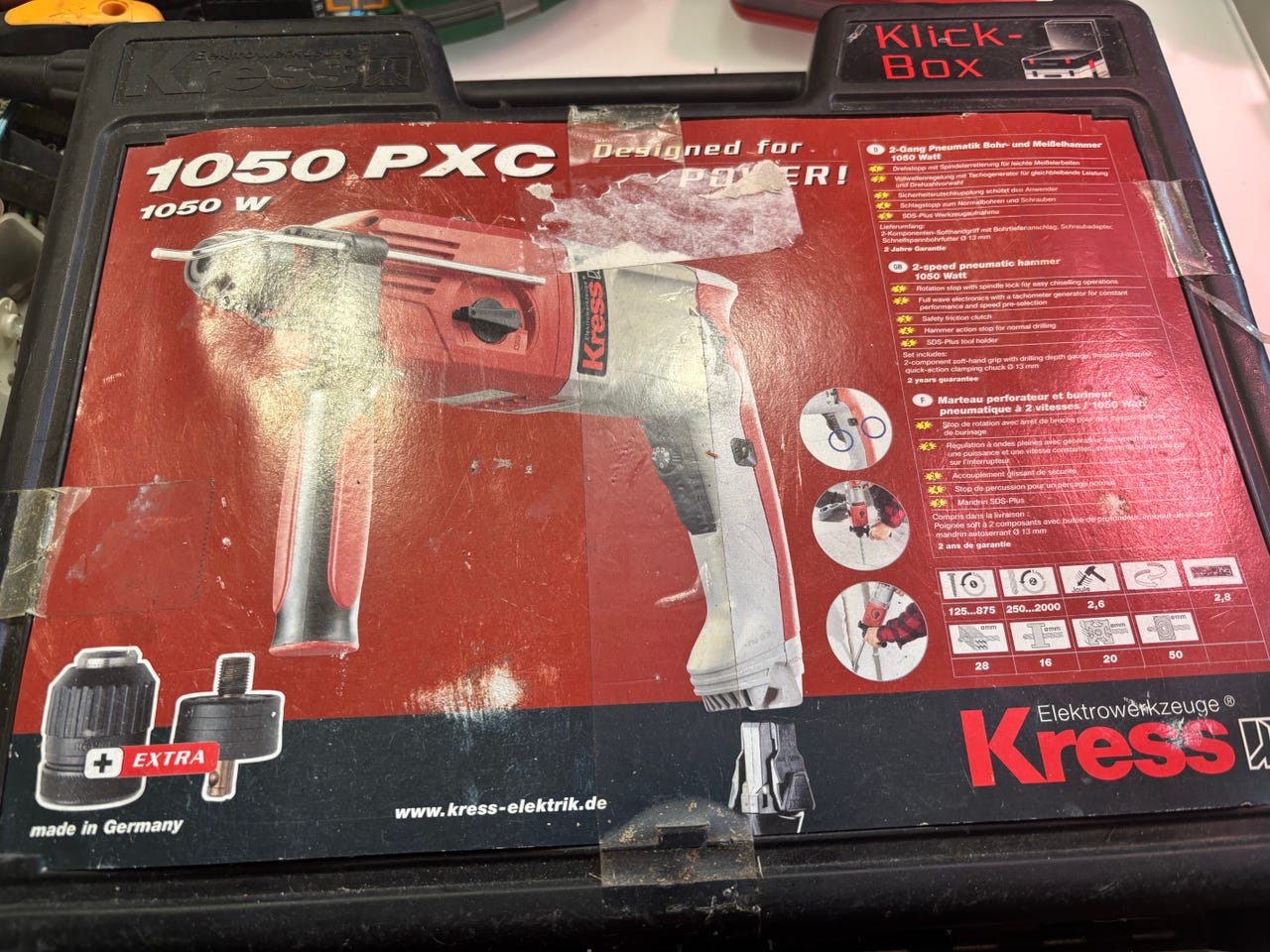 Kress 1050 PXC Poravasara / Piikkausvasara 1050W + tarvikkeet