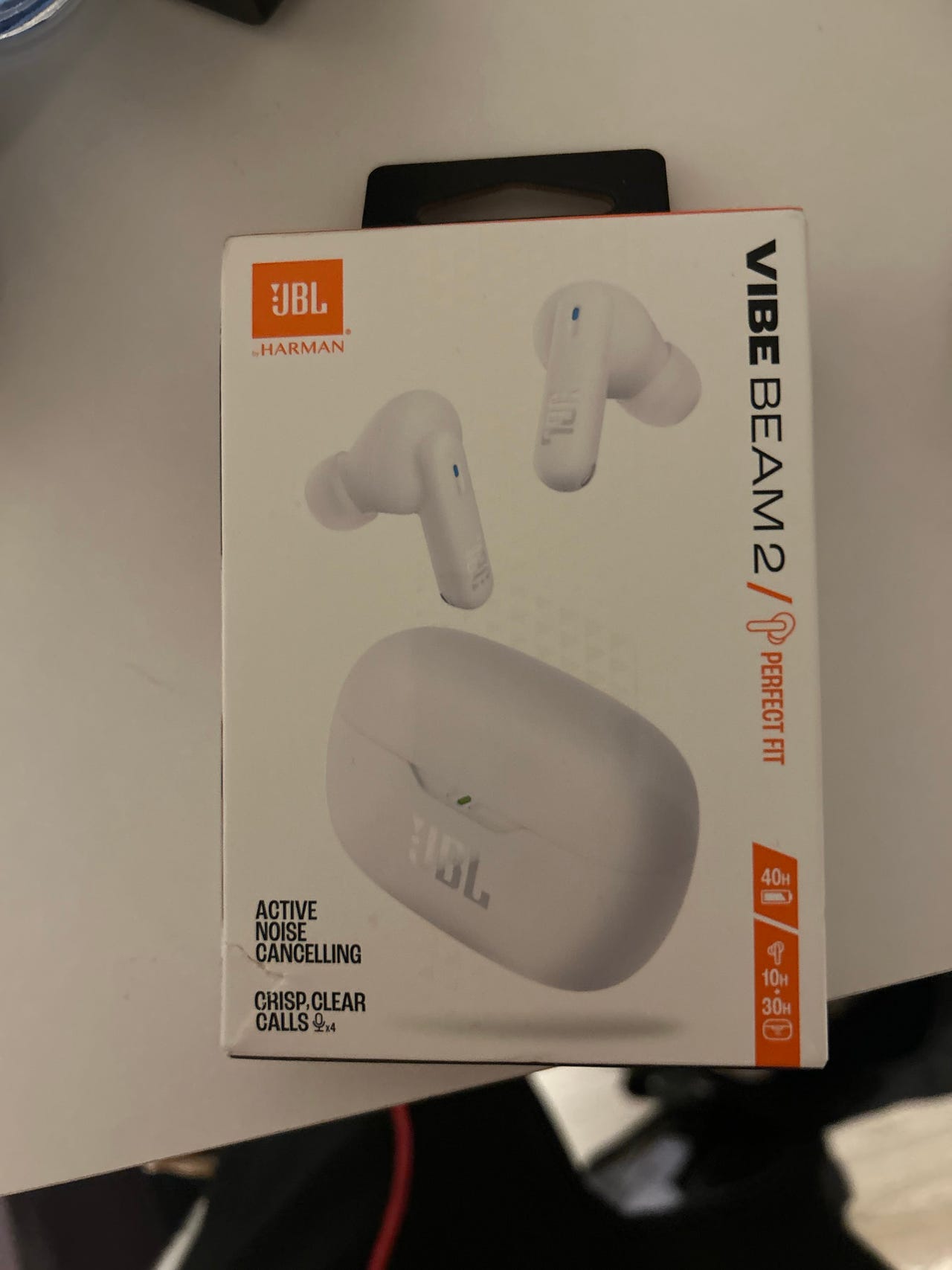 JBL Vibe Beam 2 vastamelu Bluetooth-nappikuulokkeet valkoinen