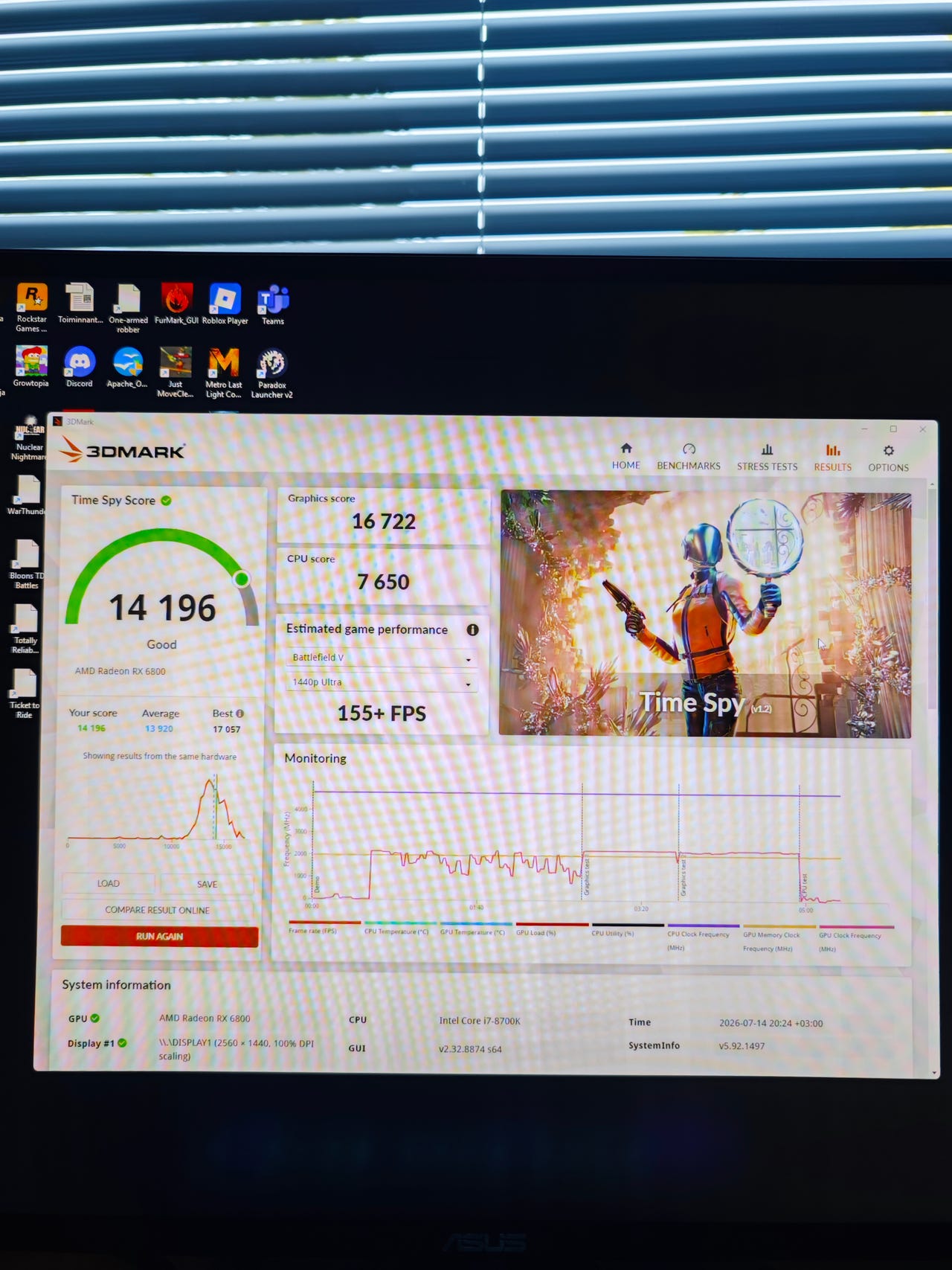 ASUS TUF RX 6800 16gb näytönohjain