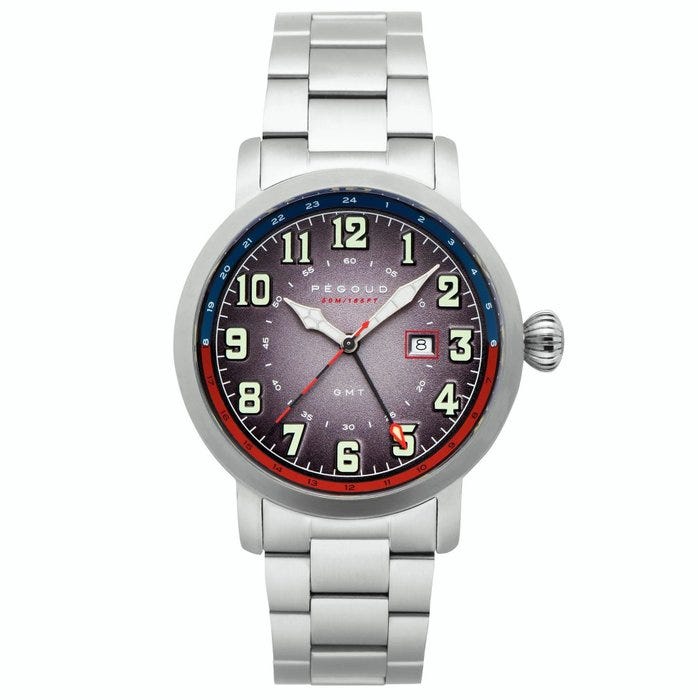 Pégoud - Swiss - GMT - Pilot Steel - Rare - NEW - Miehet - 2026