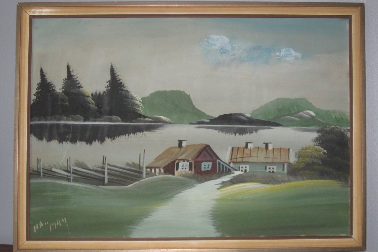 Herman Anderssonin, maalaismasiema 1944, taulun koko 66 x 47 sign