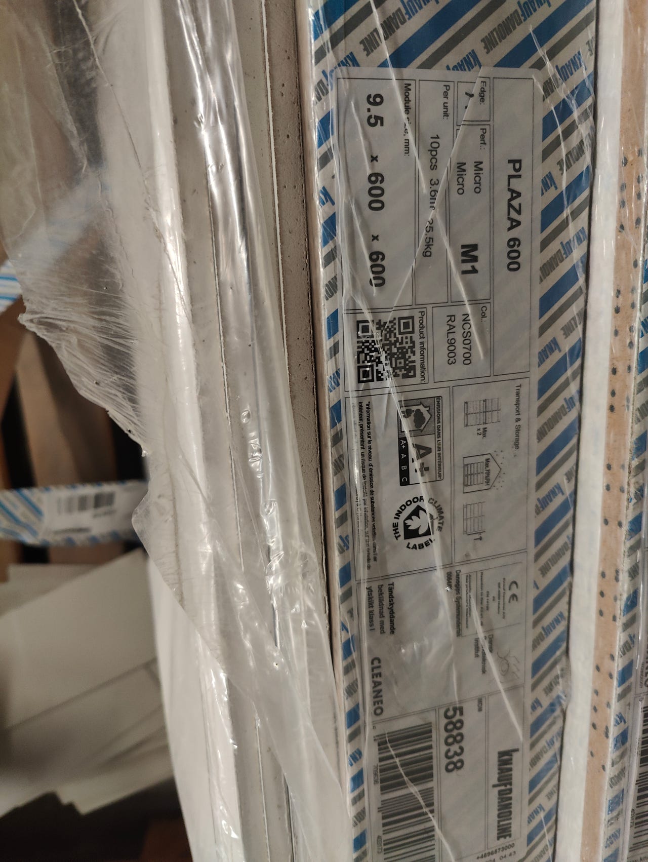 Alakattolevy knauf plaza 9.5x600x600
