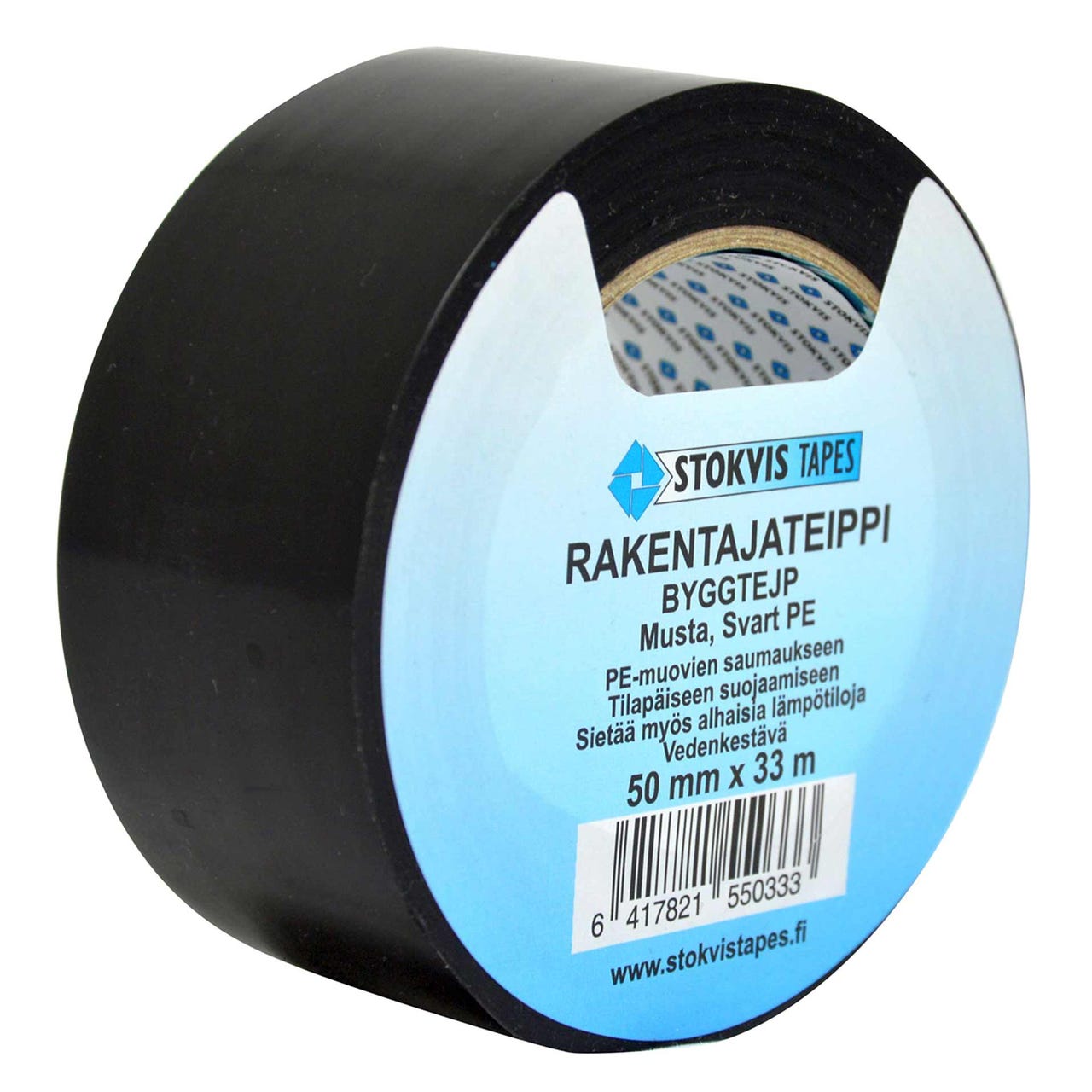 Rakentajanteippi 50 mm 33 m musta