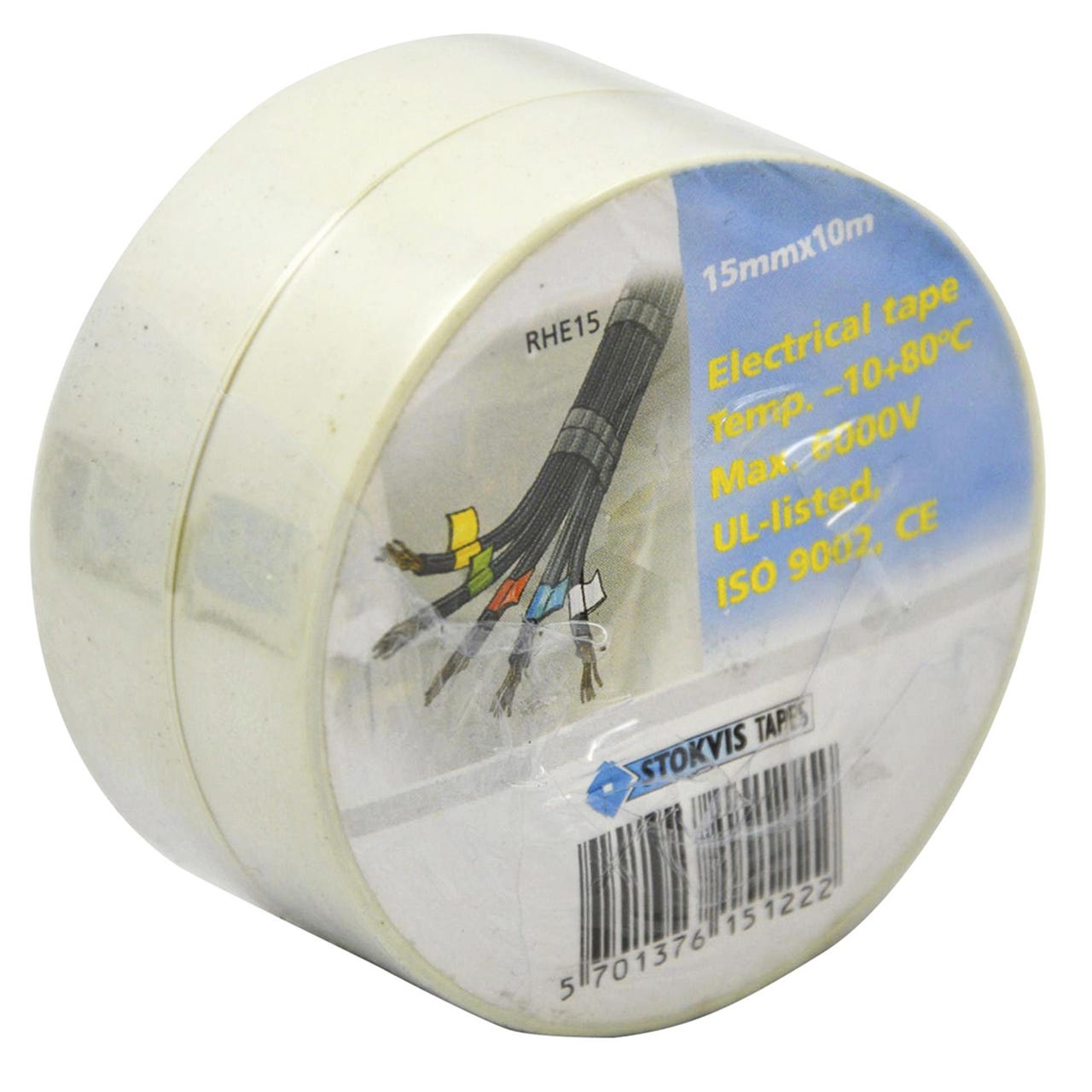 Sähköteippi 15 mm 10 m valkoinen 2 kpl