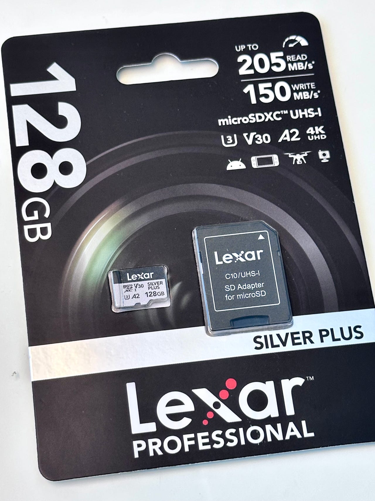 Lexar Professional Silver Plus MicroSD/SD - 205MB/s - 128GB