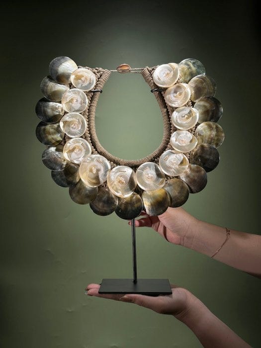 Koriste-esine - SN5 - Decorative Shell Necklace on Custom Stand -