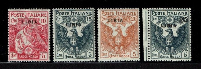 Italian Libya 1915 - Punainen Risti MNH - Sassone 13/16