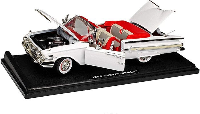 Motormax 1:18 - Pienoismalliavoauto - Chevrolet Impala 1960 -