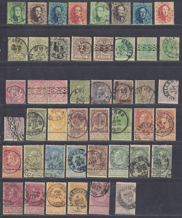 Belgia 1863 - Leimattujen postimerkkien kokoelma numeroiden 13A/1