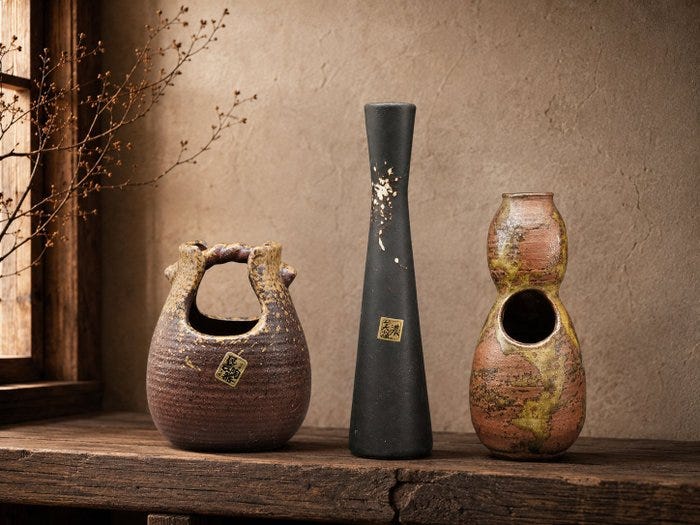 Maljakko - Keraaminen - Japani - 3× wabi-sabi ()